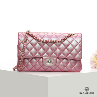 CHANEL CLASSIC 10" PINK METALIC CAVIAR GHW