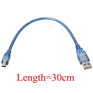 สาย USB TO Mini 5Pin 30cm สีฟ้า USB 2.0 Type A Male to Mini B 5pin Male PC Data Cable Cord Leads Length 30cm