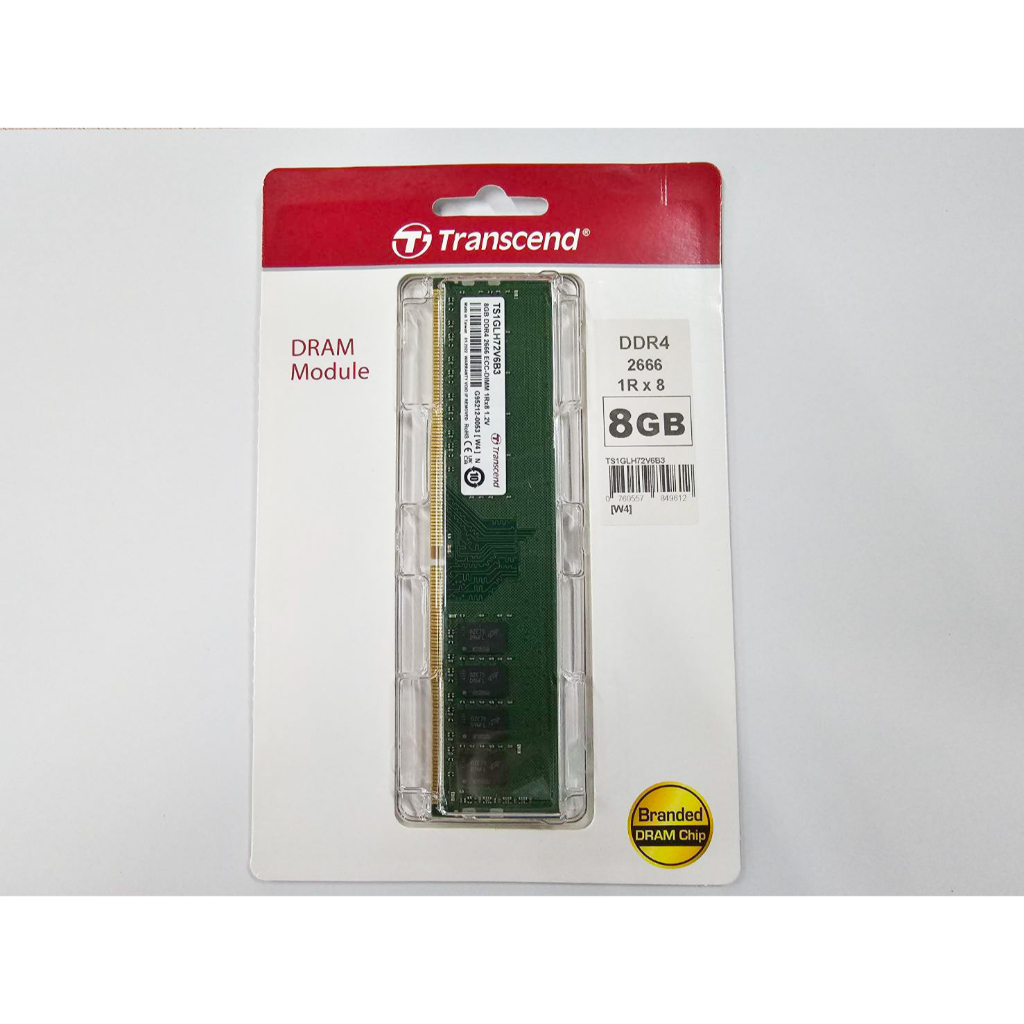 [มือสอง] Transcend 8GB DDR4 2666 ECC Unbuffered DIMM Memory (RAM) (TS1GLH72V6B)