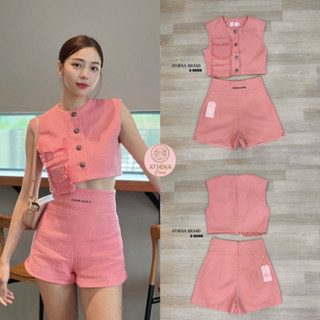 Set2 ชิ้น เสื้อแขนกุดผ้าทวีตอย่างดีพร้อมกางเกงสีสวยม๊ากกกก