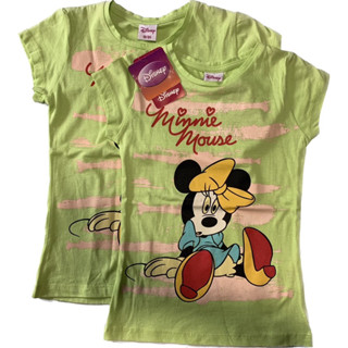 Disney เสื้อเด็กผู้หญิง ลายมินนี่เมาส์สีเขียว เสื้อยืดคอกลม