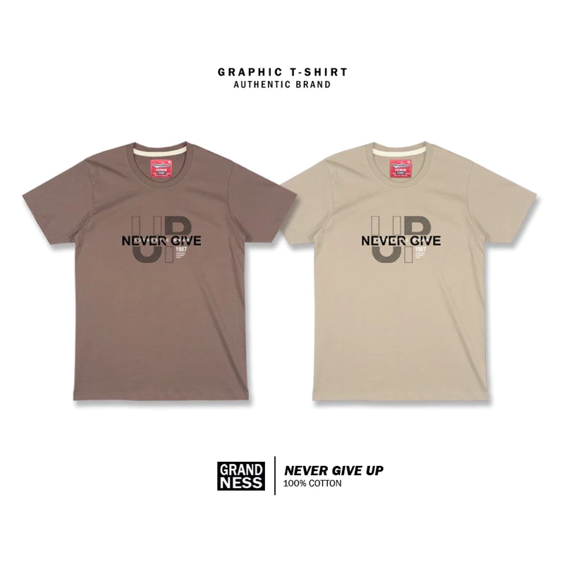 Grandness เสื้อยืดลายกราฟิก รุ่น GN215-16 ( สีโกโก้ / สีครีม )