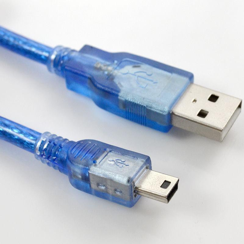 สาย USB TO Mini 5Pin 30cm สีฟ้า USB 2.0 Type A Male to Mini B 5pin Male PC Data Cable Cord Leads Length 30cm