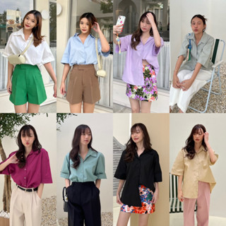 Iris oversize shirt เชิ้ตโอเว่อไซส์แขนสั้นใส่สบาย (nita.bkk)