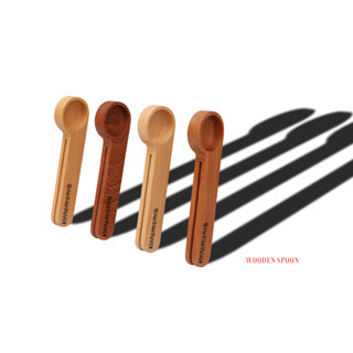 WOODEN SPOON ช้อนตวงไม้สุดคลาสสิค 2in1  สำหรับตวงเมล็ดกาแฟ พร้อมคลิปหนีบในตัว