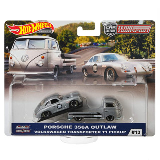 โมเดลรถเหล็ก Hotwheels ชุด TEAM TRANSPORT #13 PORSCHE 356A OUTLAW , VOLKSWAGEN TRANSPORTER T1 PICKUP ลิขสิทธิ์แท้100%