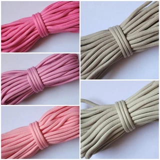 (#114)[5,10หลา] เชือกกลม polyester ขนาด 5mm. เนื้อนุ่ม มีไส้ แบ่งขาย 5,10หลา