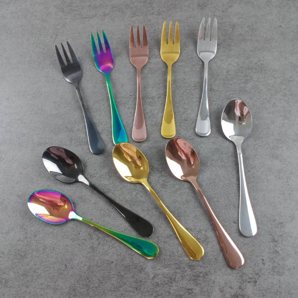 KITCHENWARE_NUMBER1 ช้อนทานขนมหวาน ช้อนขนมสแตนเลส มีให้เลือก5สี #3 #5