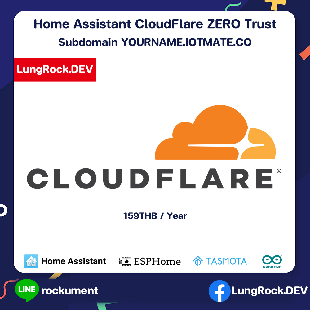 1 ปี Home Assistant CloudFlare Zero Trust สำหรับเชื่อมต่อระบบแบบไม่ต้องใช้ Public IP ภายใต้โดเมน YOURNAME.IOTMATE.CO