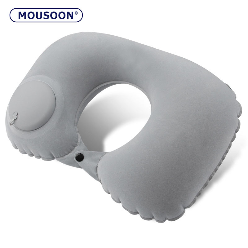 หมอนรองคอ Mousoon หมอนเป่าลมอัตโนมัติรูปตัว U แบบพกพาสําหรับเดินทาง