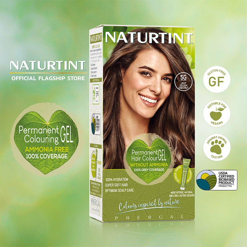 Naturtint (5GLightGoldenChestnut) เจลเปลี่ยนสีผม ปิดผมขาว จากสารสกัดธรรมชาติและออแกนิค ปริมาณ170ml