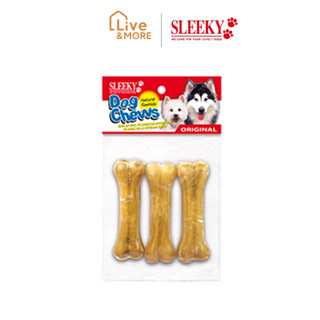SLEEKY หนังวัวขัดฟันหมาอัดรูปทรงกระดูก ขนาด 4 นิ้ว แพ็ค3ชิ้น