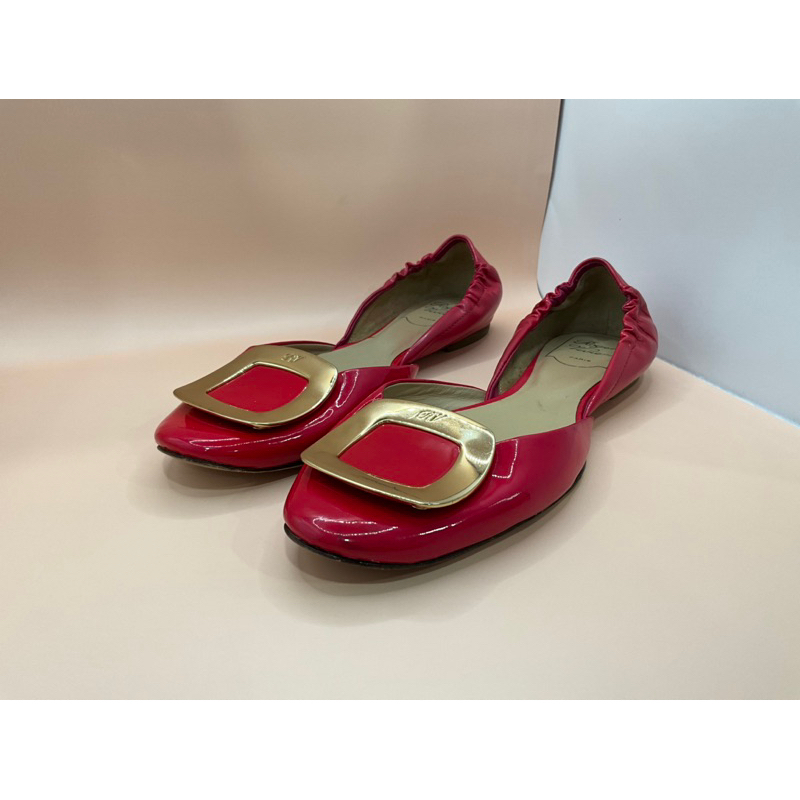 ROGER VIVIER Red Patent Leather CUT OUT BALLERINA Flat Shoes