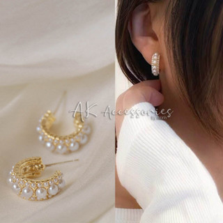 **พร้อมส่งจากไทย** ต่างหูก้านเงิน 925 แต่งลูกปัดมุก สไตล์เกาหลี earrings