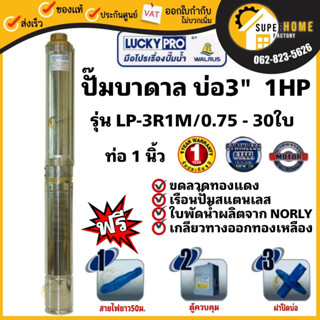 LUCKY PRO ปั๊มบาดาล รุ่น LP-3R1M/0.75 ปั๊มน้ำ ปั๊มน้ำบาดาล ปั๊มสูบน้ำบาดาล บาดาล บ่อขนาด 3 นิ้ว