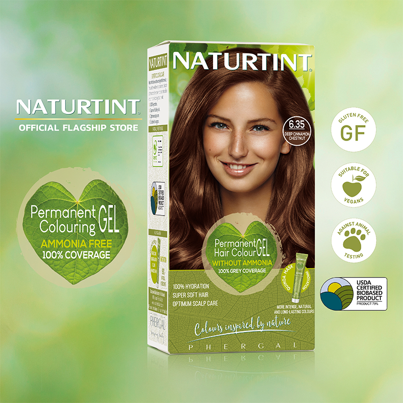 Naturtint (6.35 Deep Cinnamon Chestnut) - ผลิตภัณฑ์เปลี่ยนสีผมจากสารสกัดธรรมชาติ ปริมาณ 170 ml