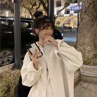 Rommers เสื้อแจ็กเก็ต แขนยาว ผ้าลูกฟูก ทรงหลวม ขนาดใหญ่ สไตล์เกาหลี แฟชั่นฤดูใบไม้ร่วง สําหรับผู้หญิง