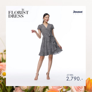 Jousse ชุดเดรส สีดำลาย Florist ผ้าชีฟอง แต่งระบาย (JZ1BBL)