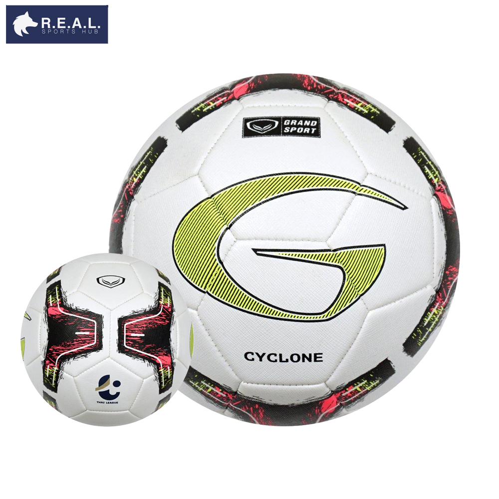 ลด65.-ใส่โค้ดTHIKWX1N ลูกฟุตบอล หนังเย็บ Grand sport รุ่น Cyclone [331374] + เข็มและตาข่าย