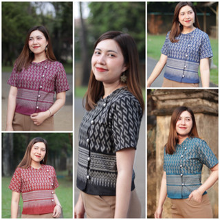 เสื้อลายขอแบบกระดุมป้าย ใส่ทำงาน ใส่ไปงานมงคล ไปวัดทำบุญ สวยมากๆ อก34-50"