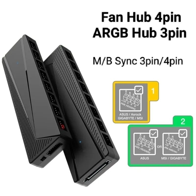 Hub 8 Port ARGB 3pin & Fan Hub 4pin PWM M/B sync RGB 4pin & ARGB 3pin EZDiY-Fab