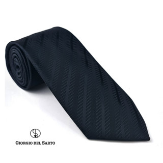 Giorgio Del Sarto Necktie Black 8.5 cm with Fabric Texture เนคไทสีดำมีเท็กเจอร์