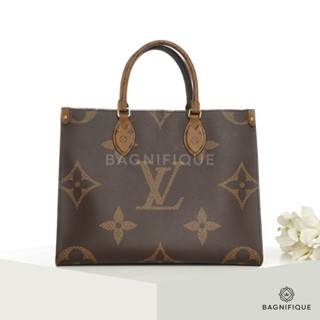 LOUIS VUITTON ON THE GO MM REVERSE MONOGRAM EBENE CANVAS GHW