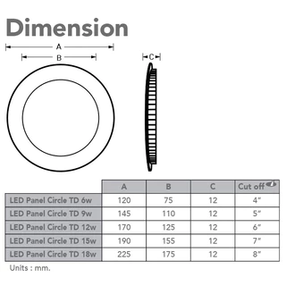 EVE ดาวน์ไลท์ ทรงกลม รุ่น TD พาเนลไลท์ แอลอีดี โคมไฟฝังฝ้า โคมติดเพดาน ขนาด 6W 9W 12W 15W 18W แสงขาว แสงเหลือง