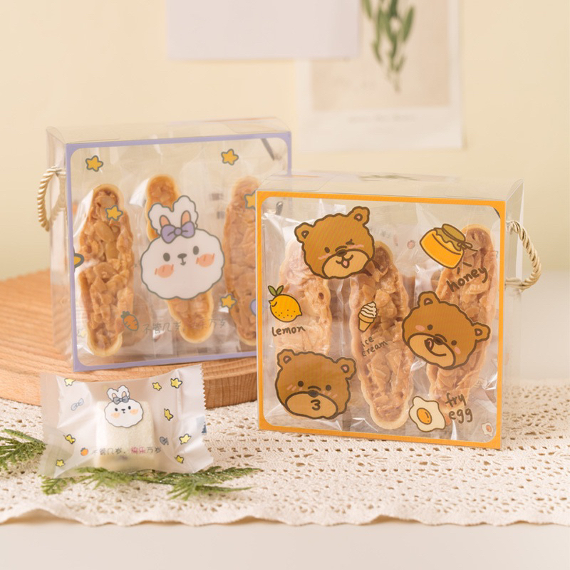 กล่องคุกกี้ใส มีหูหิ้ว •พร้อมส่ง• กล่องขนมน่ารัก