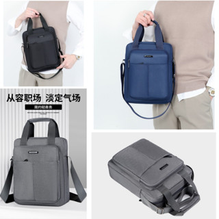 STHGA9198 กระเป๋าสะพานทํางานสีทึบเรียบง่ายผู้ชาย crossbody bag กระเป๋าถือความจุขนาดใหญ่ผ้าไนลอนกันน้ำแฟชั่นวินเทจ