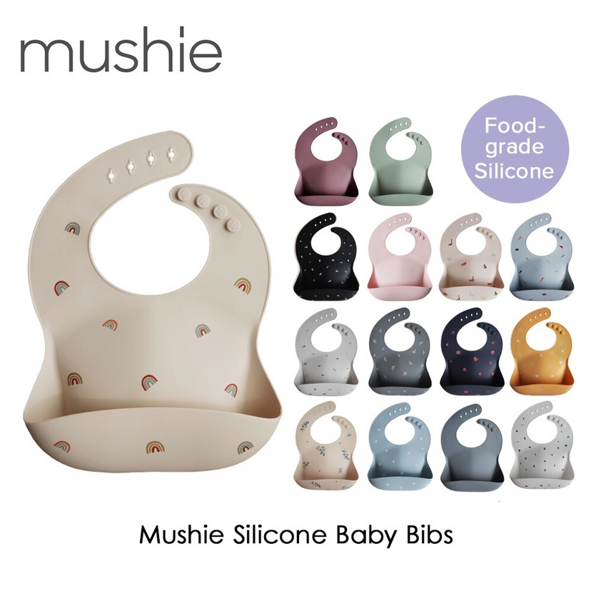 ผ้ากันเปื้อนซิลิโคน Mushie ผ้ากันเปื้อนเด็ก จากเดนมาร์ก BPA free