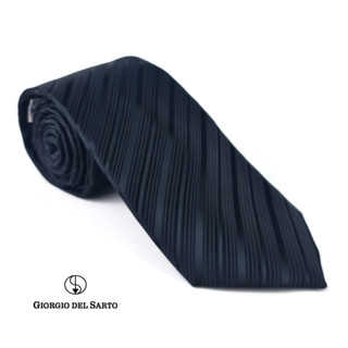 Giorgio Del Sarto Necktie Black 8.5 cm  with Fabric Texture เนคไทสีดำมีเท็กเจอร์