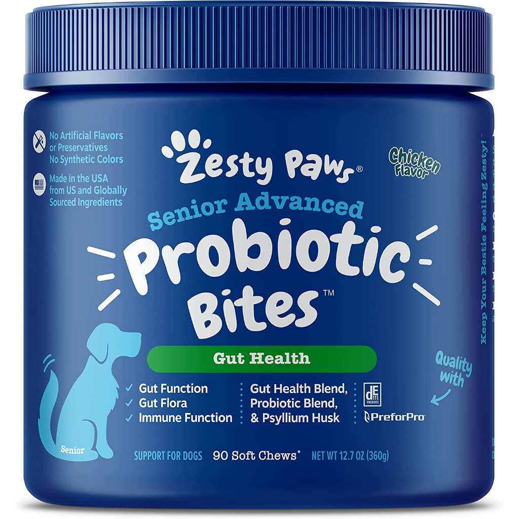 Zesty Paws SENIOR Advanced Probiotic สุนัข 5 ปีขึ้นไป ปรับสมดุลลำไส้ กระเพาะ ระบบย่อย สบายท้อง ถ่ายป