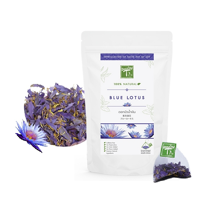 Dazzling T ชาดอกบัวน้ำเงิน Blue Lotus Tea ชาดอกบัวอียิปต์ ช่วยชะลอความแก่ก่อนวัย 12 x 1.0 g. Tea Bag