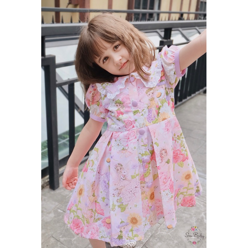 Fairy blooming ชุดเด็กลายนางฟ้าในสวน ชุดเดรสเด็กพร้อมส่ง เดรสเด็กน่ารักๆ Sea baby closet