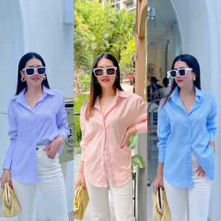 เสื้อเชิ้ต เสื้อเชิ้ตแขนยาว เสื้อคอปก เสื้อเชิ้ตลายริ้ว