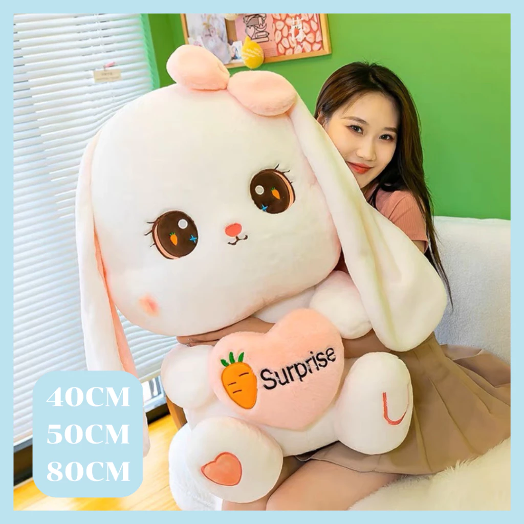 น้องกระต่ายสีขาวหัวใจน่ารัก มีให้เลือก 3 ขนาด 40CM 50CM และ80CM เขียนการ์ดอวยพรได้ ของขวัญวันเกิด วันครบรอบ วันปัจฉิม