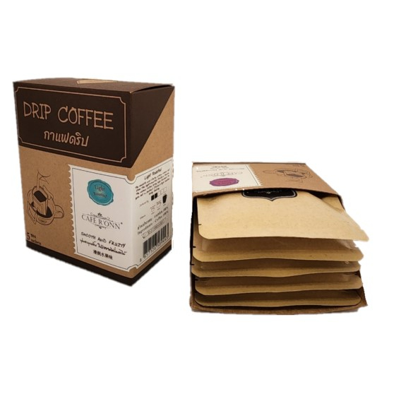 กาแฟดริป CAFE R’ONN อาราบิก้า100%คั่วอ่อน 10กรัม x5 ซอง(รวม50g.)กล่อง ราคา ถูกที่สุด ดีลบีเคเค