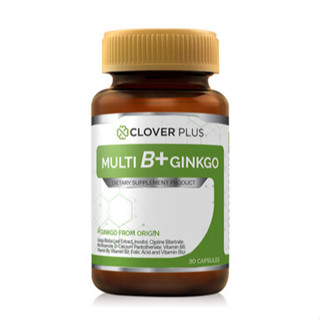 Clover Plus MultiB+Gingko วิตามินบีรวมและสารสกัดใบแปะก๊วย อาหารเสริมบำรุงสมอง (1 กระปุก 30 แคปซูล)