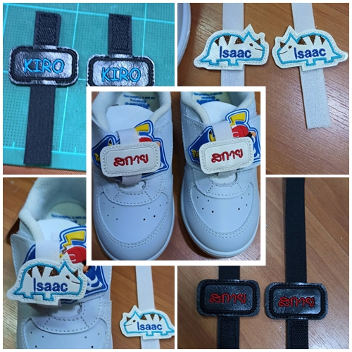 ป้ายชื่อติดรองเท้าสำหรับเด็กๆ กันรองเท้าสลับกับเพื่อนๆ หนังPU ตีนตุ๊กแก(1คู่=2ชิ้น)❌ไม่รับเก็บเงินปลายทาง❌