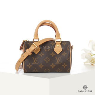 LOUIS VUITTON SPEEDY BAND NANO BROWN MONOGRAM EBENE CANVAS GHW