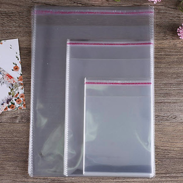 ถุงแก้วฝากาว 100ใบ สีโปร่งใส ฝาครอบกาวจะปิดผนึกตัวเอง เสื้อผ้า เครื่องประดับ และสิ่งของต่างๆ สามารถปิดผนึกได้ - รูปที่ 5