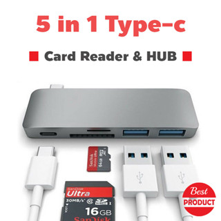 5 in 1 Type-C To USB 3.0 Combo USB-C Charging TF SD Card Reader Hub For Notebook