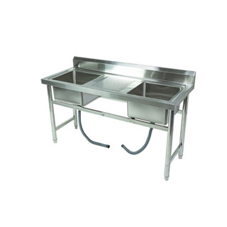 Stainless Steel Sink ซิงค์ล้างจานสแตนเลส 2 หลุม 60x145x80cm ST1450M