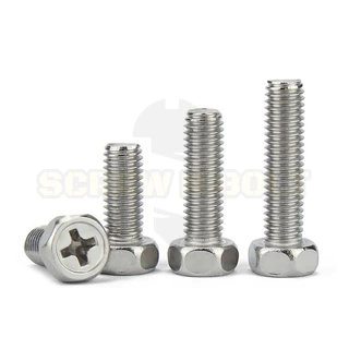 น็อต สกรู หัวหกเหลี่ยม ฝังแฉก สแตนเลส 304 เกลียวมิล หยาบ M6 M8 / Indented Hexagon Machine Screw SUS