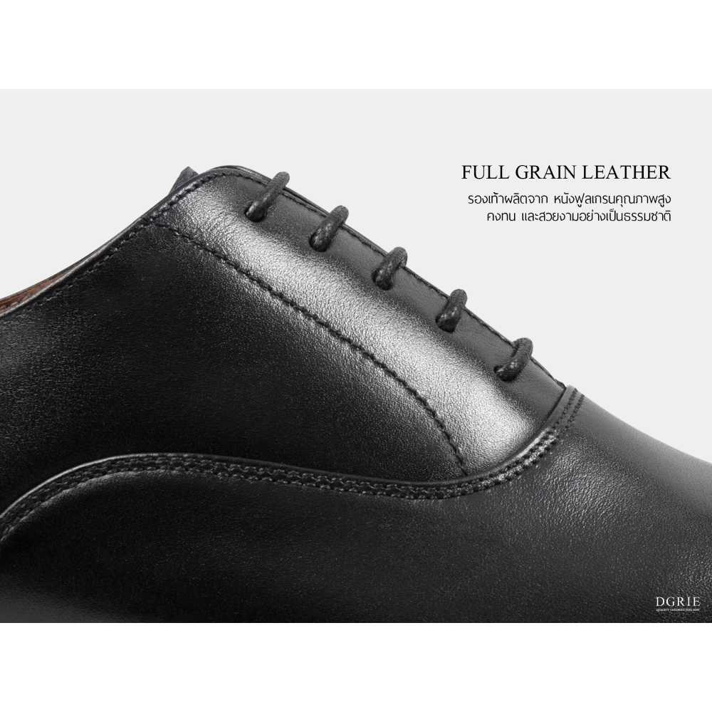 DGRIE Black Round Cap Toe Oxford Shoes-รองเท้าหนังสีดำ