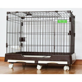 Cage กรงสุนัข เหล็กเคลือบสี มีถาดรองและล้อเคลื่อนที่ได้ 48x73x55cm BROWN RT1908133