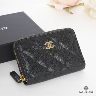 CHANEL ZIPPY CARD HOLDER SHORT BLACK CAVIAR GHW