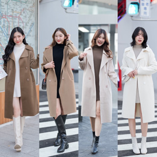 C065 Wool long trench coat