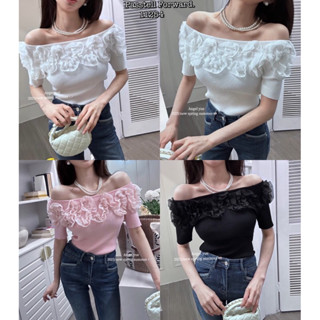 🇰🇷New🇰🇷  Korea offshoulder knitting  Top เสื้อปาดผ้านิตเนื้อดี ดีเทลเก๋มากค่า ใส่สวยหรูหราาา